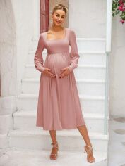 Акція на Плаття для вагітних міді літнє SHEIN GD-00118451 S Світло-рожеве від Rozetka