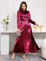 Акція на Плаття вечірнє довге літнє жіноче SHEIN GD-00118449 L Бордове від Rozetka