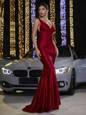 Акція на Плаття вечірнє довге літнє жіноче SHEIN GD-00118221 S Червоне від Rozetka