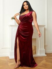 Акція на Плаття вечірнє довге літнє жіноче SHEIN GD-00119230 3XL Бордове від Rozetka