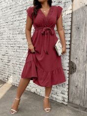 Акція на Плаття жіноче SHEIN GD-00118579 4XL Бордове від Rozetka