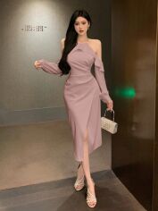 Акція на Плаття міді літнє жіноче SHEIN GD-00120408 S Пудрове від Rozetka