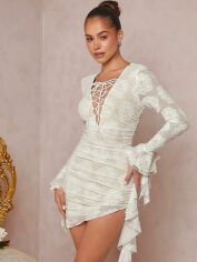 Акція на Плаття вечірнє коротке літнє жіноче SHEIN GD-00131326 L Біле від Rozetka