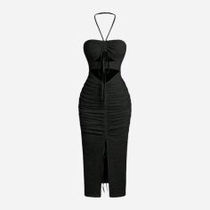 Акція на Плаття вечірнє міді літнє жіноче SHEIN GD-00120507 S Чорне від Rozetka