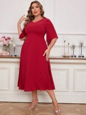 Акція на Плаття вечірнє міді літнє жіноче SHEIN GD-00125536 XL Бордове від Rozetka