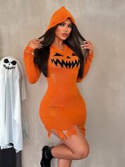 Акція на Плаття в'язане коротке осіннє тепле жіноче SHEIN GD-00120778 L Помаранчеве від Rozetka