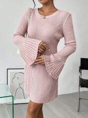 Акція на Плаття в'язане коротке осіннє тепле жіноче SHEIN GD-00131558 S Світло-рожеве від Rozetka