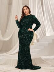 Акція на Плаття вечірнє довге літнє жіноче SHEIN GD-00131494 2XL Темно-зелене від Rozetka
