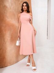 Акція на Плаття вечірнє міді літнє жіноче SHEIN GD-00120107 M Світло-рожеве від Rozetka