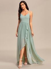 Акція на Плаття вечірнє довге літнє жіноче SHEIN GD-00120657 L Сіро-зелене від Rozetka