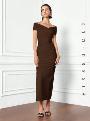 Акція на Плаття вечірнє міді літнє жіноче SHEIN GD-00130875 S Коричневе від Rozetka