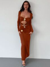 Акція на Плаття вечірнє міді осіннє жіноче SHEIN GD-00119943 S Теракотове від Rozetka