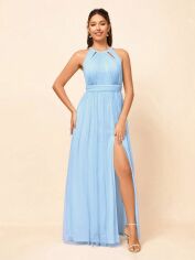 Акція на Плаття вечірнє довге літнє жіноче SHEIN GD-00120609 L Блакитне від Rozetka