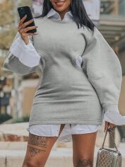 Акція на Плаття коротке осіннє жіноче SHEIN GD-00119841 3XL Світло-сіре від Rozetka