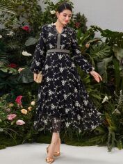 Акція на Плаття міді літнє жіноче SHEIN GD-00120136 M Чорне від Rozetka