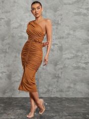 Акція на Плаття вечірнє міді літнє жіноче SHEIN GD-00120308 XL Світло-коричневе від Rozetka