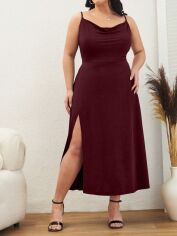 Акція на Плаття вечірнє міді літнє жіноче SHEIN GD-00119771 4XL Бордове від Rozetka