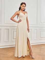 Акція на Плаття вечірнє довге літнє жіноче SHEIN GD-00125211 S Світло-бежеве від Rozetka