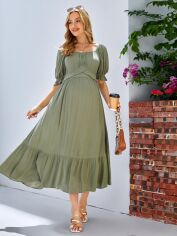 Акція на Плаття для вагітних міді літнє SHEIN GD-00128776 L Хакі від Rozetka