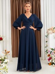 Акція на Плаття вечірнє довге літнє жіноче SHEIN GD-00120682 S Темно-синє від Rozetka