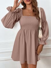Акція на Плаття коротке літнє жіноче SHEIN GD-00130041 S Кавове від Rozetka