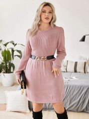 Акція на Плаття в'язане коротке осіннє тепле жіноче SHEIN GD-00120901 XL Світло-рожеве від Rozetka