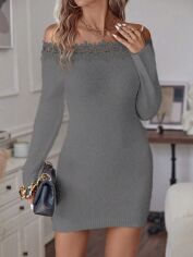 Акція на Плаття в'язане коротке осіннє тепле жіноче SHEIN GD-00120852 L Сіре від Rozetka