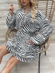 Акція на Плаття-сорочка міді літнє жіноче SHEIN GD-00130036 L Чорно-біле від Rozetka