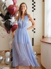 Акція на Плаття вечірнє довге літнє жіноче SHEIN GD-00120685 L Світло-блакитне від Rozetka
