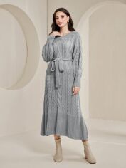 Акція на Плаття в'язане міді зимове тепле жіноче SHEIN GD-00120802 S Світло-сіре від Rozetka