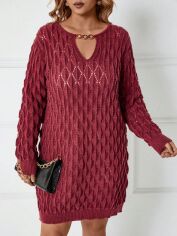 Акція на Плаття в'язане міді осіннє тепле жіноче SHEIN GD-00120863 XL Бордове від Rozetka