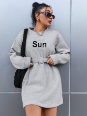 Акція на Плаття коротке осіннє жіноче SHEIN GD-00119845 XL Світло-сіре від Rozetka