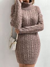Акція на Плаття в'язане коротке зимове тепле жіноче SHEIN GD-00125584 L Бежеве від Rozetka