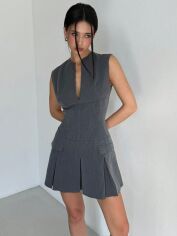 Акція на Плаття коротке літнє жіноче SHEIN GD-00131716 L Темно-сіре від Rozetka