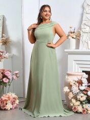 Акція на Плаття вечірнє довге літнє жіноче SHEIN GD-00120697 XL Світло-зелене від Rozetka