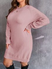 Акція на Плаття в'язане міді осіннє тепле жіноче SHEIN GD-00120805 2XL Світло-рожеве від Rozetka
