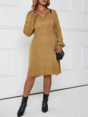 Акція на Плаття в'язане міді осіннє тепле жіноче SHEIN GD-00120870 XL Бежеве від Rozetka