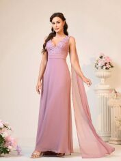 Акція на Плаття вечірнє довге літнє жіноче SHEIN GD-00120595 S Світло-рожеве від Rozetka