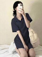 Акція на Плаття-футболка коротке літнє жіноче SHEIN GD-00120063 L Темно-сіре від Rozetka