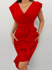 Акція на Плаття вечірнє міді літнє жіноче SHEIN GD-00130587 L Червоне від Rozetka