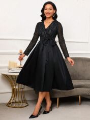Акція на Плаття вечірнє міді літнє жіноче SHEIN GD-00120585 L Чорне від Rozetka