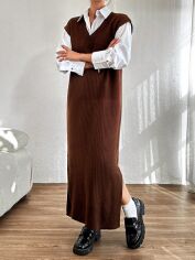 Акція на Плаття в'язане довге осіннє тепле жіноче SHEIN GD-00130828 L Коричневе від Rozetka