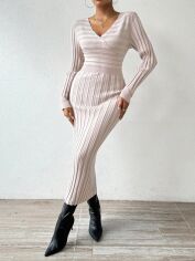 Акція на Плаття в'язане міді осіннє тепле жіноче SHEIN GD-00120860 L Світло-бежеве від Rozetka