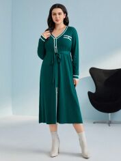 Акція на Плаття в'язане міді зимове тепле жіноче SHEIN GD-00120810 2XL Смарагдове від Rozetka