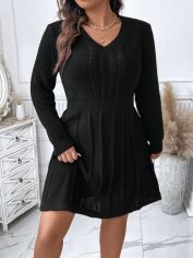 Акція на Плаття в'язане коротке осіннє тепле жіноче SHEIN GD-00120900 3XL Чорне від Rozetka