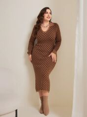 Акція на Плаття в'язане міді осіннє тепле жіноче SHEIN GD-00120756 XL Коричневе від Rozetka