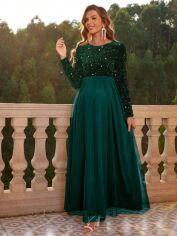 Акція на Плаття вечірнє довге літнє жіноче SHEIN GD-00119840 XL Темно-зелене від Rozetka