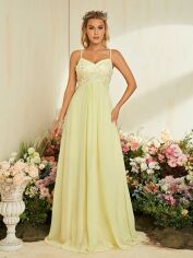 Акція на Плаття вечірнє довге літнє жіноче SHEIN GD-00130775 S Світло-жовте від Rozetka
