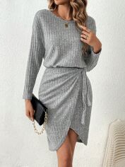 Акція на Плаття в'язане міді осіннє тепле жіноче SHEIN GD-00120122 XS Світло-сіре від Rozetka