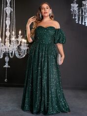 Акція на Плаття вечірнє довге літнє жіноче SHEIN GD-00124843 3XL Темно-зелене від Rozetka